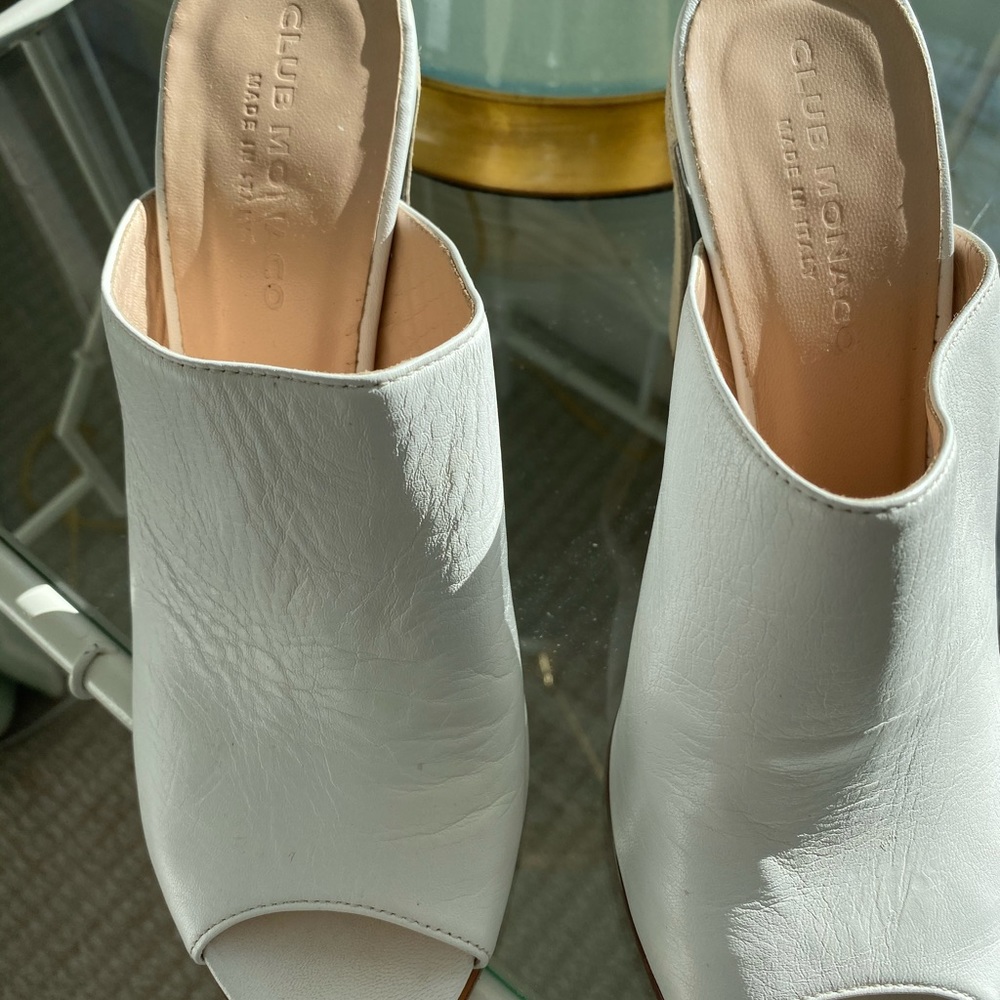 White Open Toe Slides - image 1